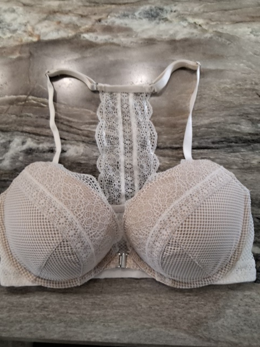 Victoria's Secret Cream Lace Racerback Push-Up Bra